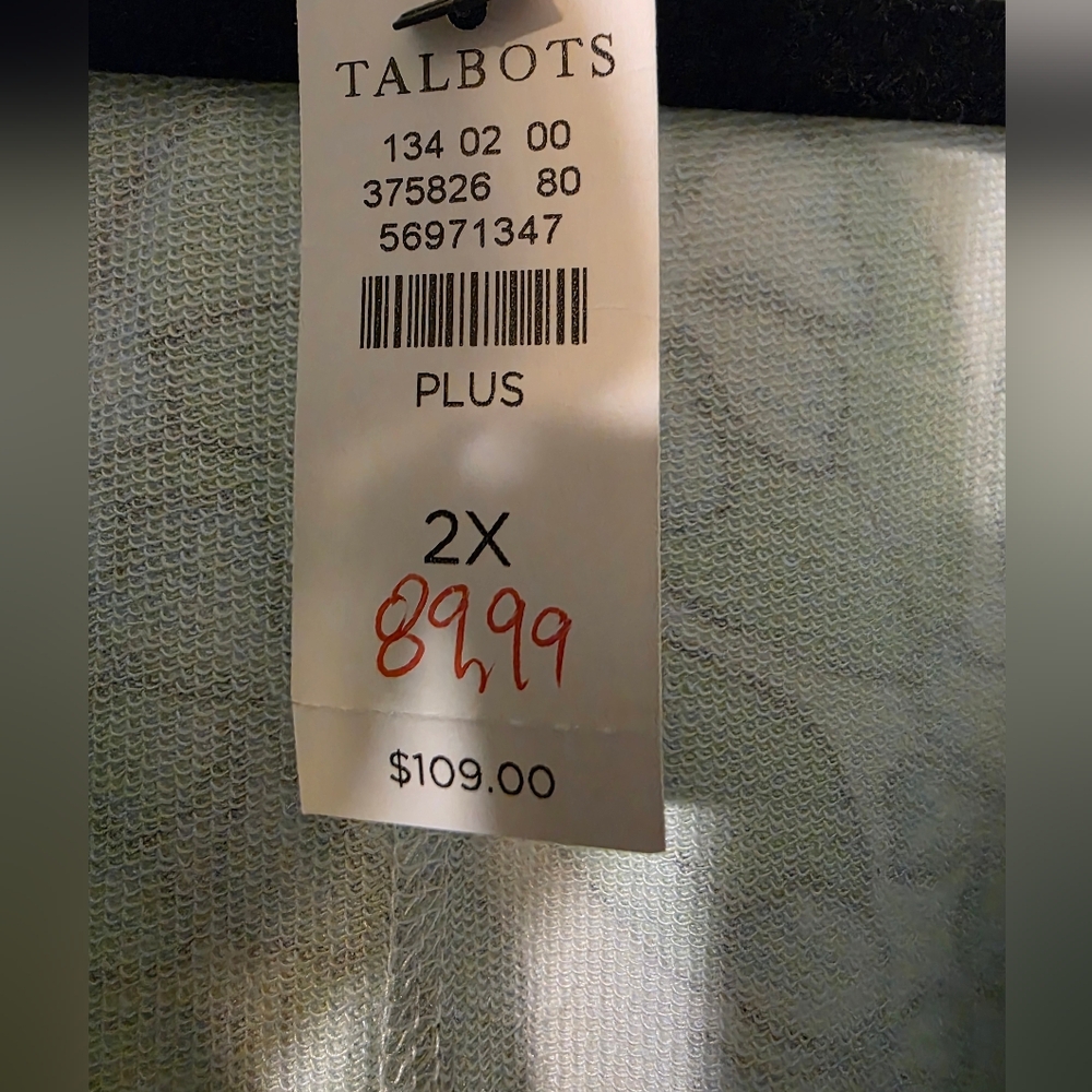 NWT TALBOTS Floral Quarter-Zip Pullover Top - Green Floral SZ 2XL - Picture 7 of 10